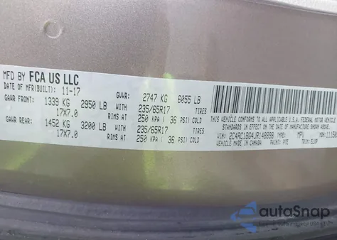 2018 Chrysler Pacifica Touring L z USA, uszkodzony, nr VIN 2C4RC1BG4JR148898